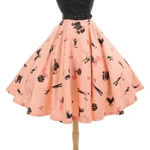 Pinup Girl Clothing Circus Print Circle Skirt